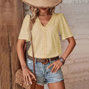 Van Elst Mode® | KORTE MOUW BLOUSE MET V-HALS