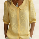 Jeanet – Blouse geborduurde bloemen