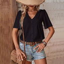 Van Elst Mode® | KORTE MOUW BLOUSE MET V-HALS