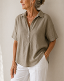 Sonja - Blouse met kraag en knoopdetail